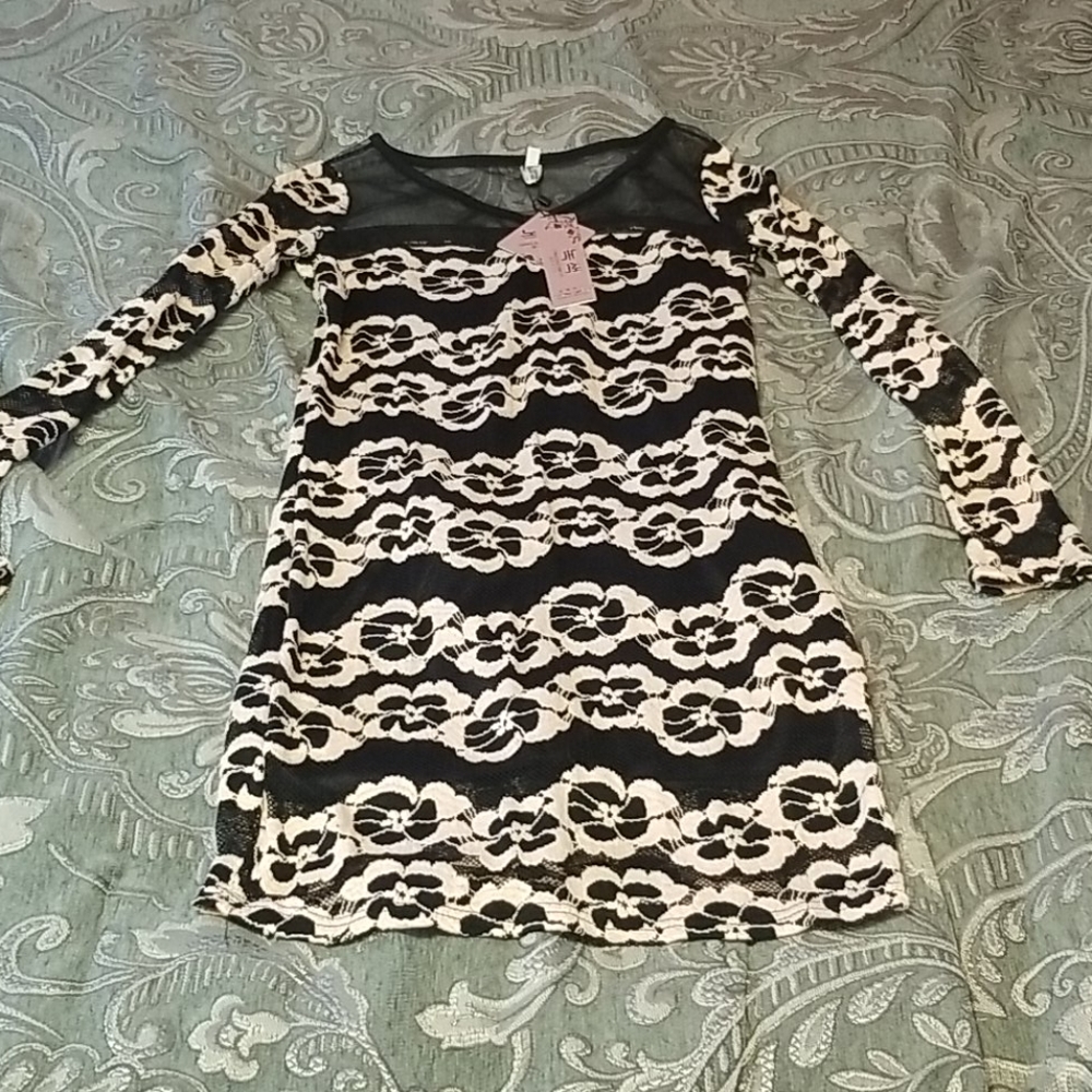 Black and White Mesh Detail Dress NWT